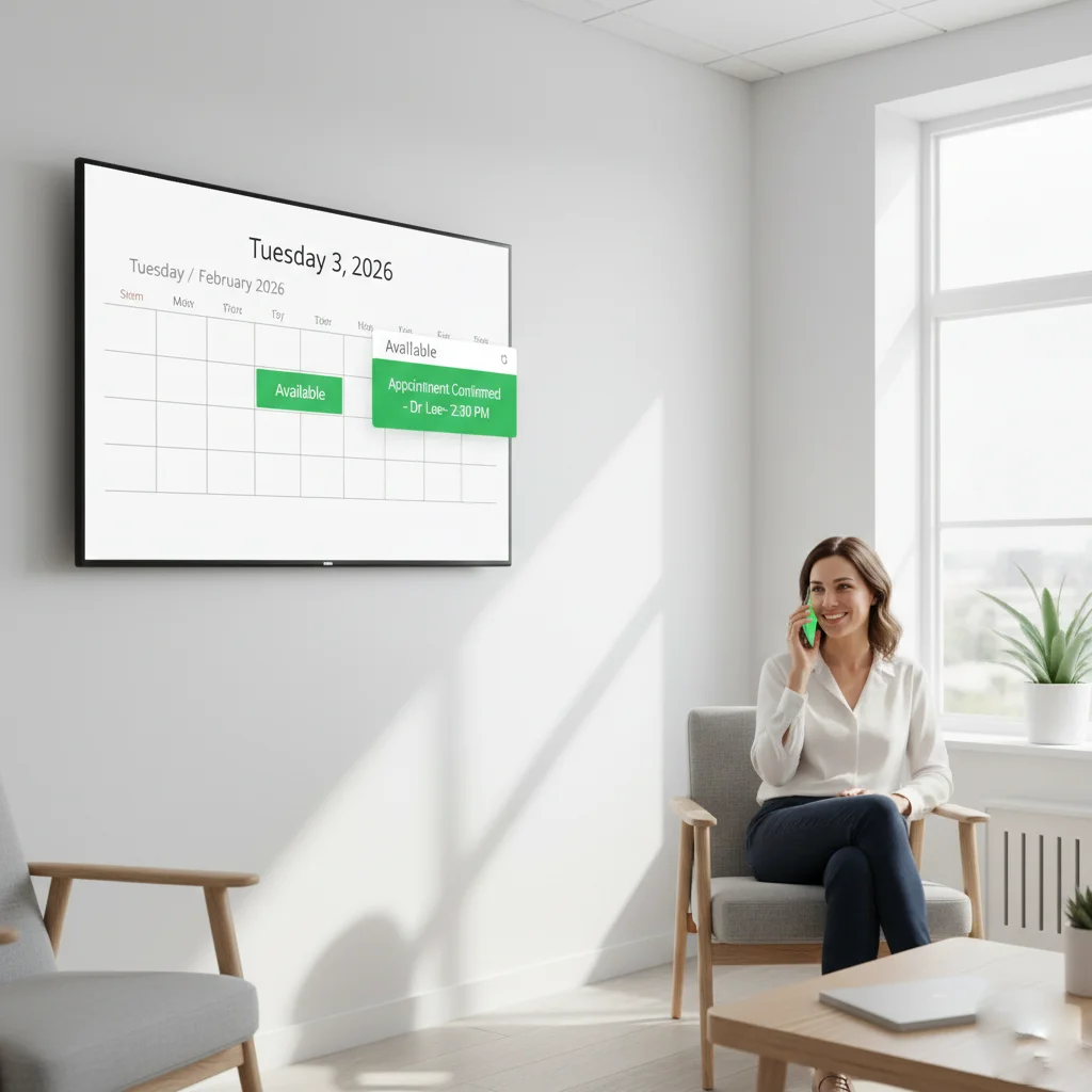 AI appointment scheduling interface showing healthcare automation